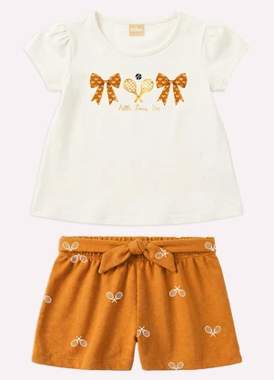 Milon - Conjunto Infantil Menina Estampa Branco - MILON