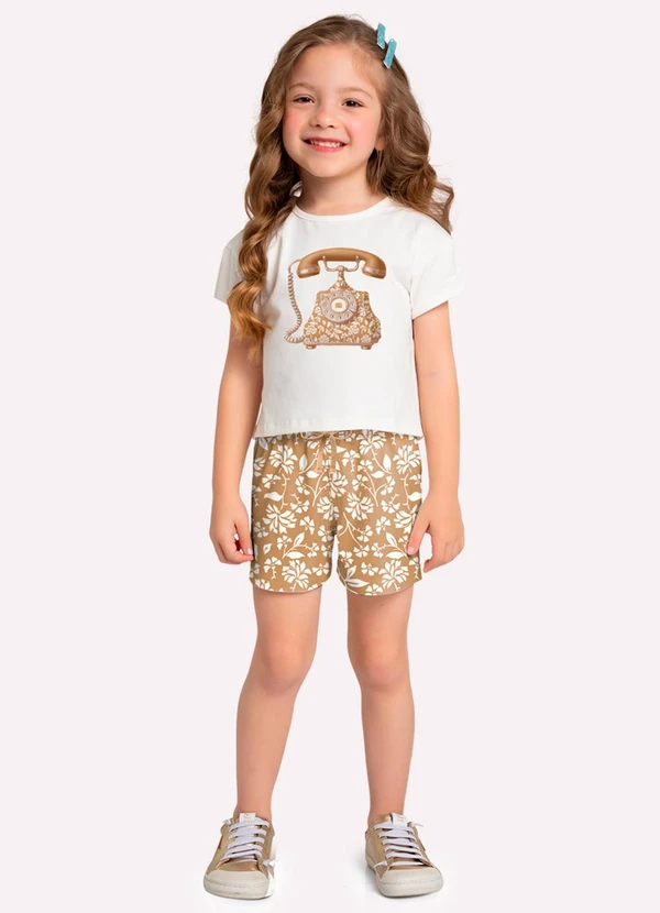 Milon - Conjunto Infantil Menina Estampa Branco