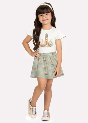 Milon - Conjunto Infantil Menina Estampa Branco - MILON