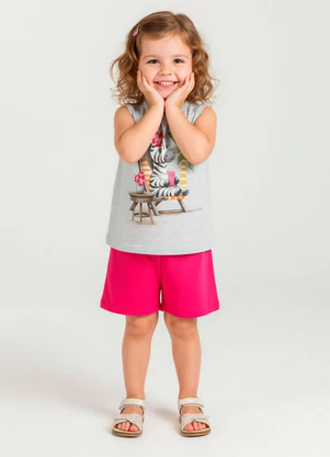 Kyly - Conjunto Infantil Menina Estampa Cinza - KYLY