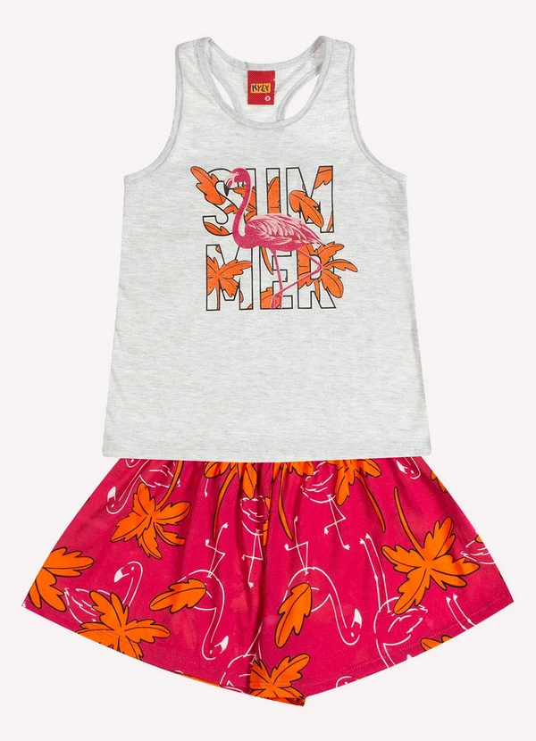 Kyly - Conjunto Infantil Menina Estampa Cinza