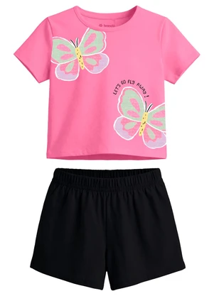 Brandili - Conjunto Infantil Borboletas Rosa - BRANDILI