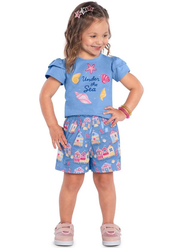 Kyly - Conjunto Infantil Menina Estampa de Mar Azul