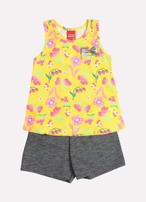 Kyly - Conjunto Infantil Menina Estampa Frutas Amarelo - KYLY
