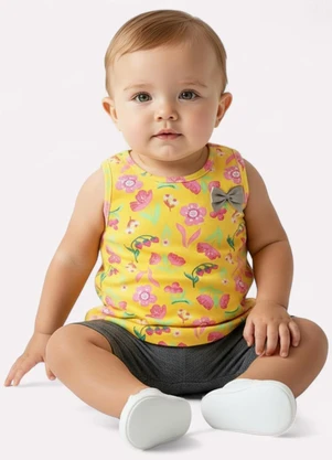 Kyly - Conjunto Infantil Menina Estampa Frutas Amarelo - KYLY
