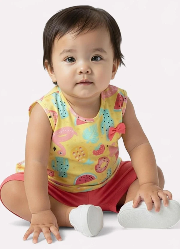 Kyly - Conjunto Infantil Menina Estampa Frutas Amarelo