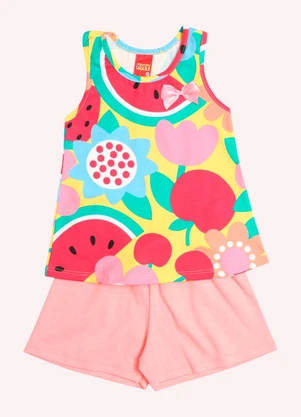 Kyly - Conjunto Infantil Menina Estampa Frutas Amarelo - KYLY