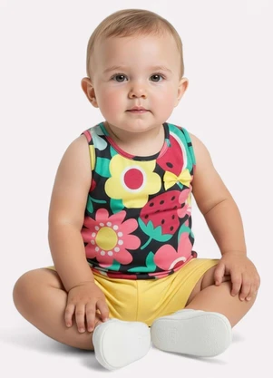 Kyly - Conjunto Infantil Menina Estampa Frutas Azul - KYLY