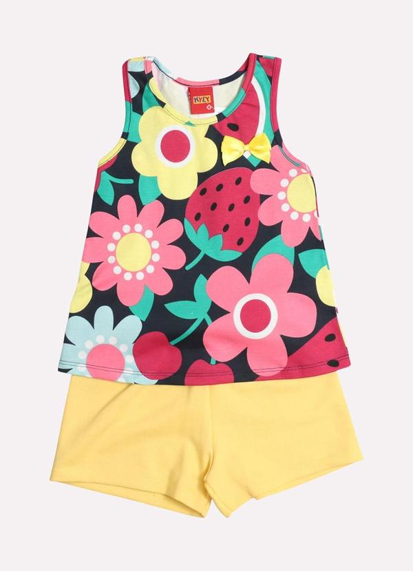 Kyly - Conjunto Infantil Menina Estampa Frutas Azul