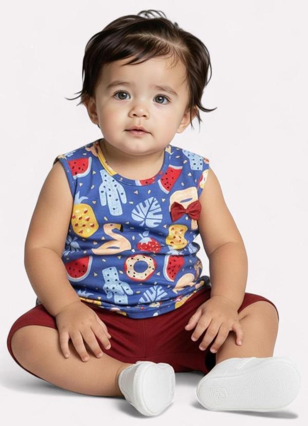 Kyly - Conjunto Infantil Menina Estampa Frutas Azul 2