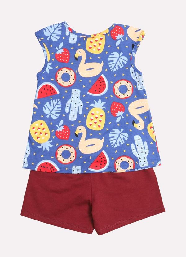Kyly - Conjunto Infantil Menina Estampa Frutas Azul 3