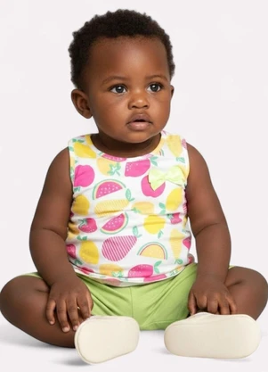 Kyly - Conjunto Infantil Menina Estampa Frutas Branco - KYLY