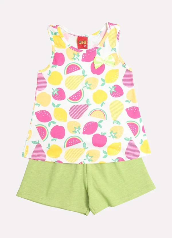 Kyly - Conjunto Infantil Menina Estampa Frutas Branco 1