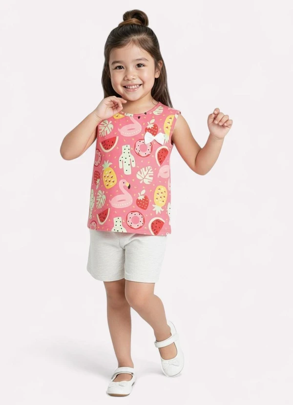Kyly - Conjunto Infantil Menina Estampa Frutas Vermelho