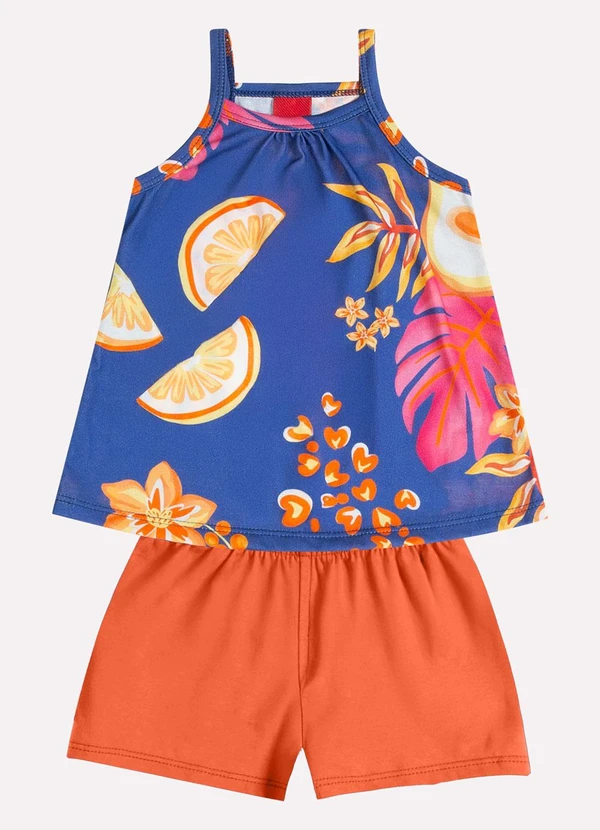 Kyly - Conjunto Infantil Menina Estampa Laranja