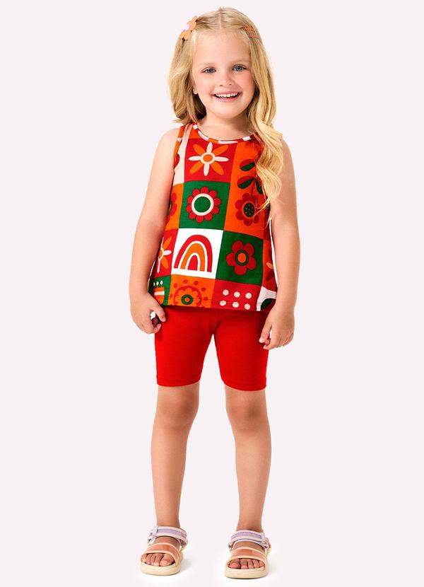 Kyly - Conjunto Infantil Menina Estampa Laranja