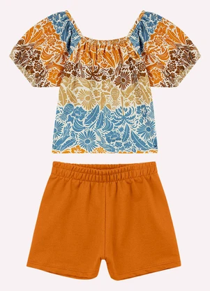 Nanai - Conjunto Infantil Menina Estampa Laranja - NANAI