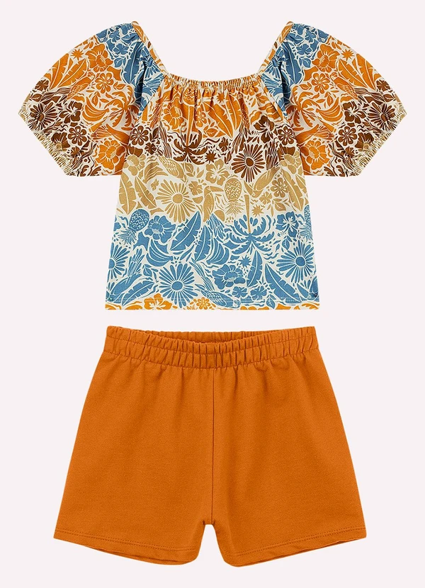 Nanai - Conjunto Infantil Menina Estampa Laranja