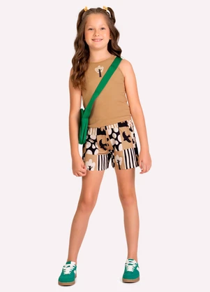 Kyly - Conjunto Infantil Menina Estampa Marrom - KYLY