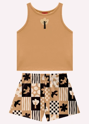 Kyly - Conjunto Infantil Menina Estampa Marrom - KYLY