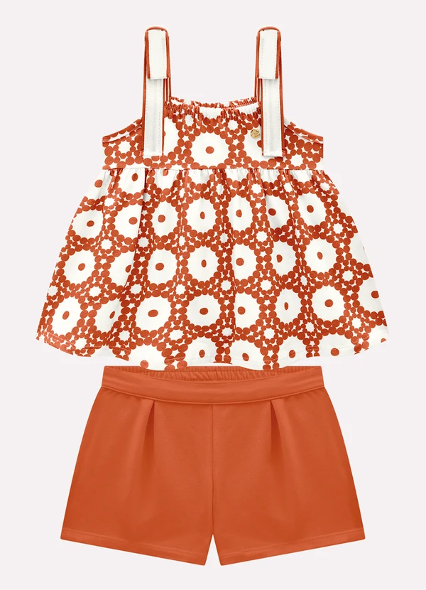 Milon - Conjunto Infantil Menina Estampa Milon Laranja