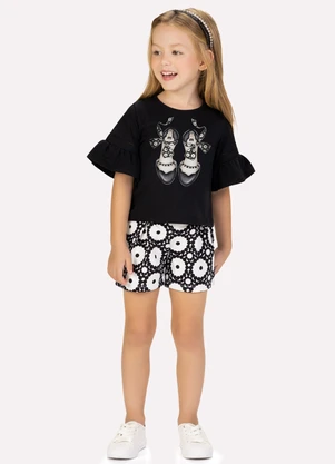 Conjunto Infantil Menina Estampa Milon (Preto) - MILON