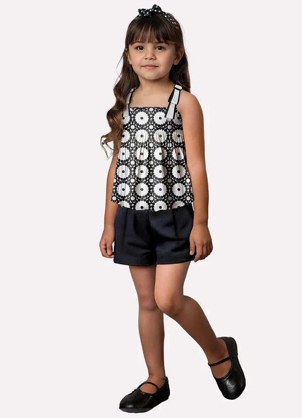 Milon - Conjunto Infantil Menina Estampa Milon Preto