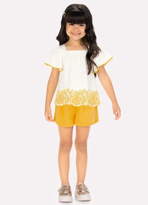 Milon - Conjunto Infantil Menina Estampa Off White - MILON