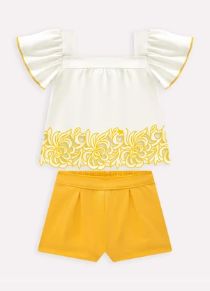 Milon - Conjunto Infantil Menina Estampa Off White - MILON