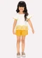 Milon - Conjunto Infantil Menina Estampa Preto - variação: Off White