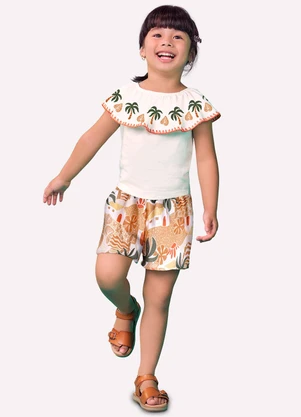 Nanai - Conjunto Infantil Menina Estampa Off White - NANAI