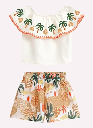 Nanai - Conjunto Infantil Menina Estampa Off White - NANAI