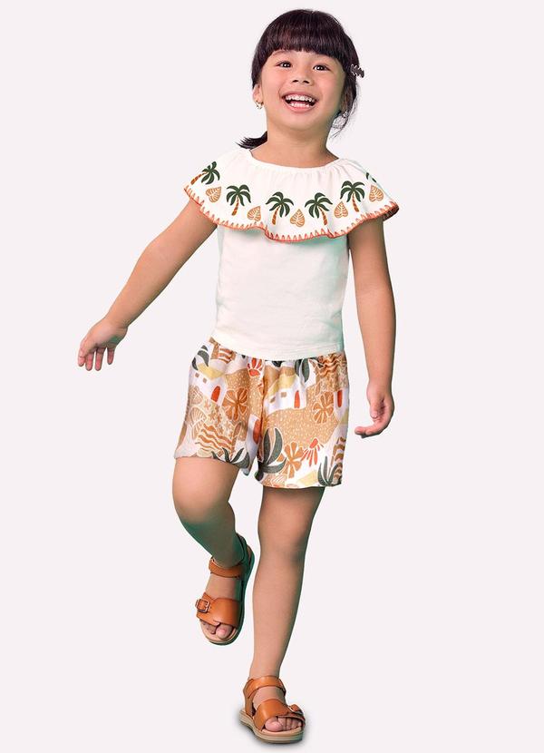 Nanai - Conjunto Infantil Menina Estampa Off White