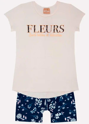 Milon - Conjunto Infantil Menina Estampa Off White - MILON