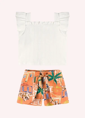 Nanai - Conjunto Infantil Menina Estampa Off White - NANAI