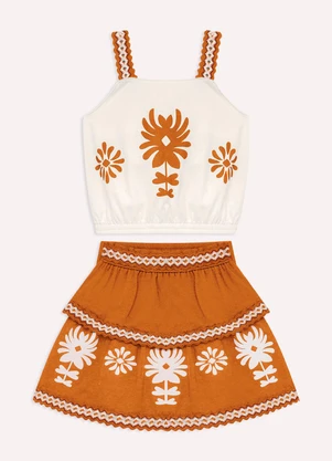 Nanai - Conjunto Infantil Menina Estampa Off White - NANAI