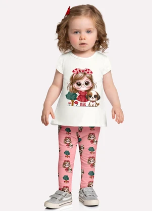 Kyly - Conjunto Infantil Menina Estampa Off White - KYLY