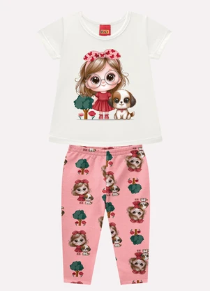 Kyly - Conjunto Infantil Menina Estampa Off White - KYLY