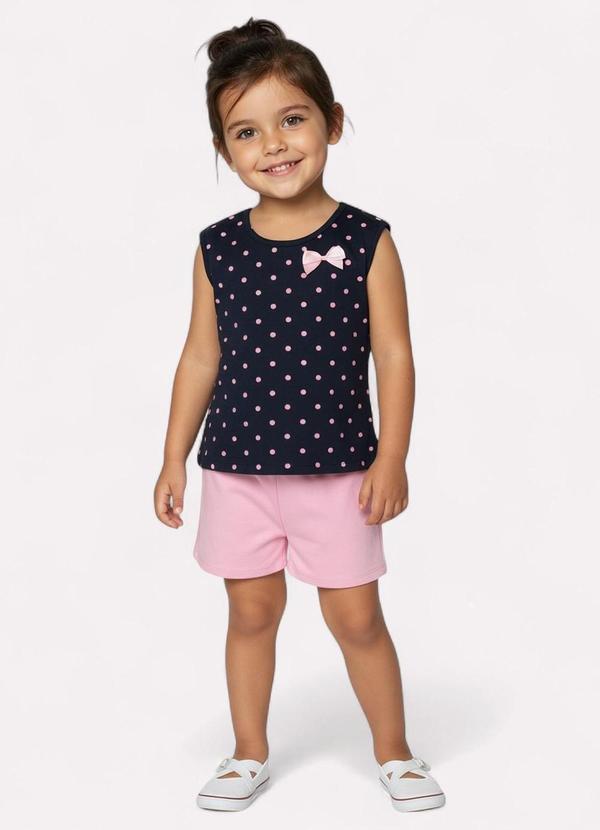 Kyly - Conjunto Infantil Menina Estampa Poá Azul 1