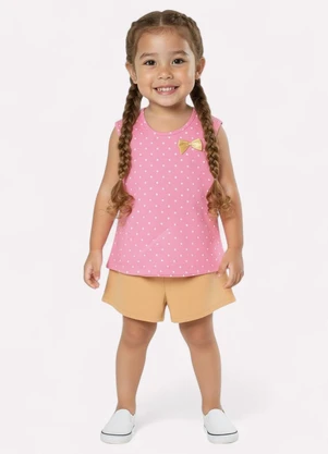 Kyly - Conjunto Infantil Menina Estampa Poá Rosa - KYLY