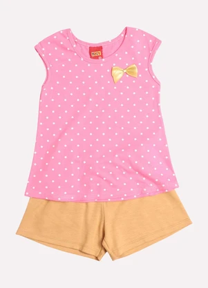 Kyly - Conjunto Infantil Menina Estampa Poá Rosa - KYLY