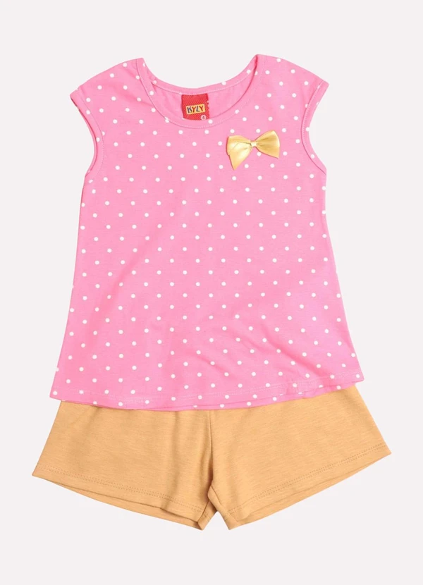 Kyly - Conjunto Infantil Menina Estampa Poá Rosa 2