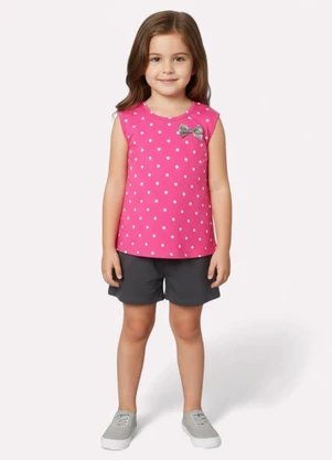 Kyly - Conjunto Infantil Menina Estampa Poá Rosa - KYLY