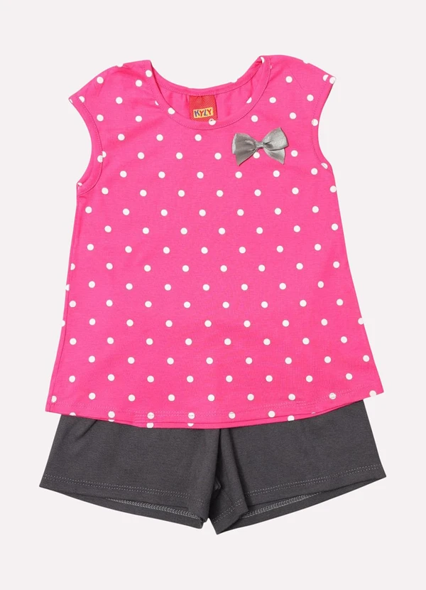 Kyly - Conjunto Infantil Menina Estampa Poá Rosa 2