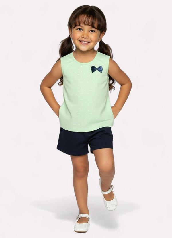 Kyly - Conjunto Infantil Menina Estampa Poá Verde