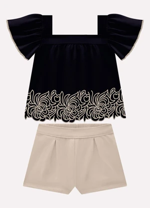 Milon - Conjunto Infantil Menina Estampa Preto - MILON