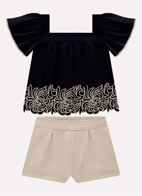 Milon - Conjunto Infantil Menina Estampa Preto