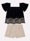 Milon - Conjunto Infantil Menina Estampa Preto - variação: Preto