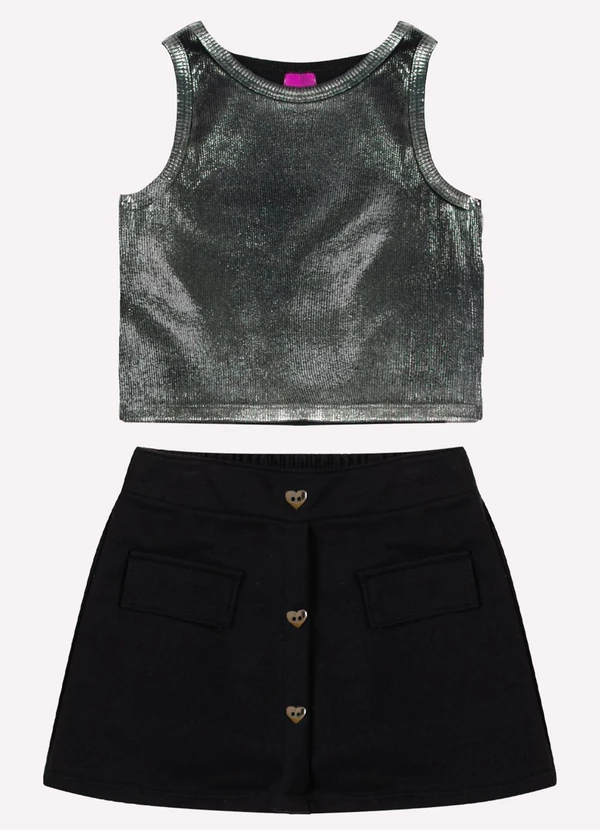 Kyly - Conjunto Infantil Menina Estampa Preto
