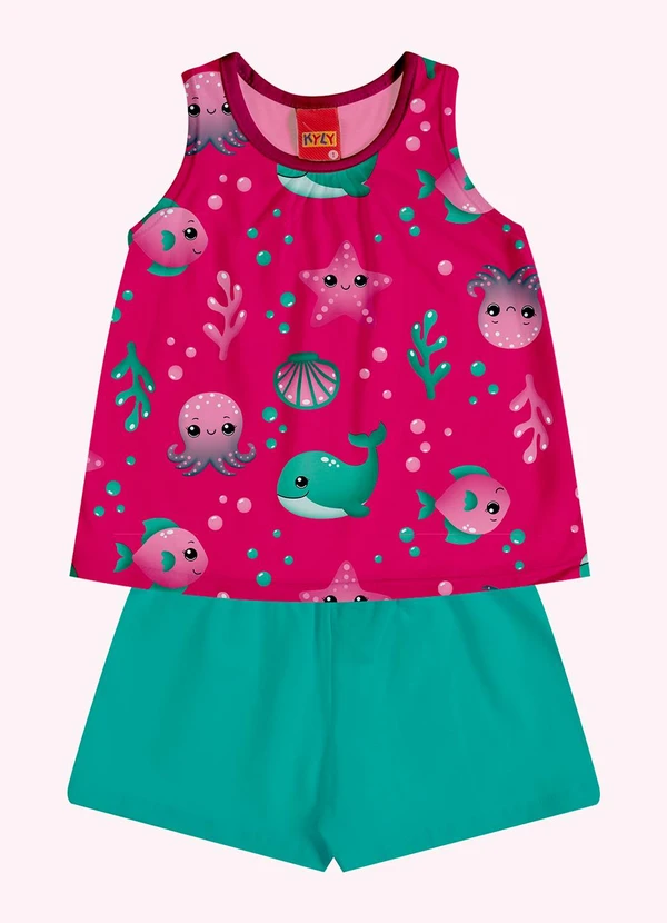 Kyly - Conjunto Infantil Menina Estampa Rosa